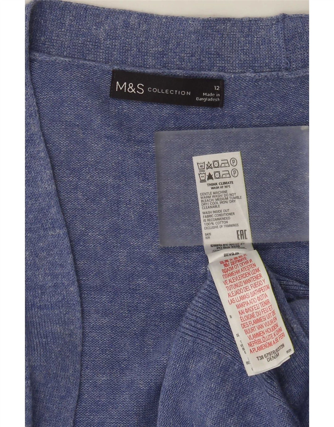 Marks & Spencer Damski sweter rozpinany UK 12, średni niebieski, nakrapiany