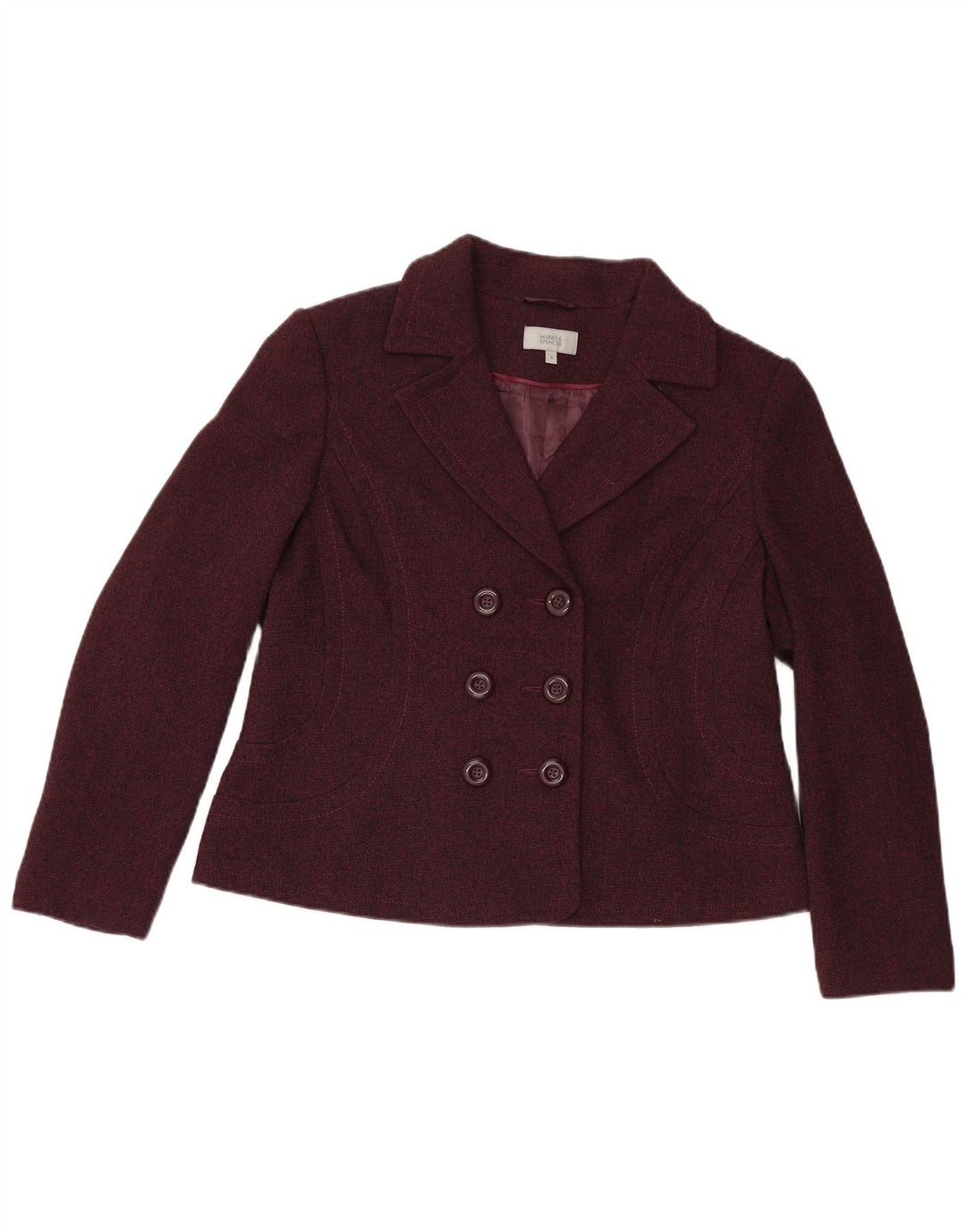 Marks & Spencer Damska marynarka dwurzędowa UK 18 XL, bordowa