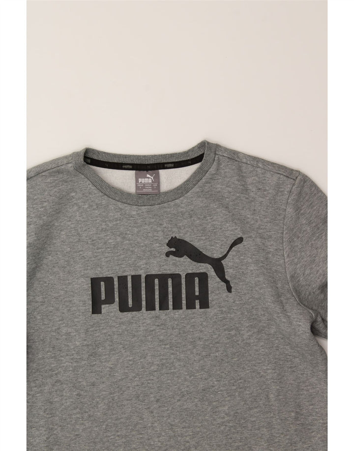 PUMA Mens Graphic Sweatshirt Jumper Small Grey Colourblock Cotton Vintage Puma and Second-Hand Puma from Messina Hembry 