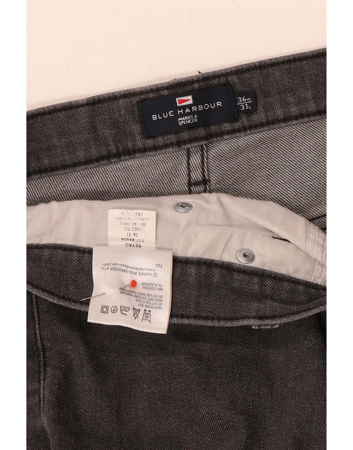 Marks & Spencer Męskie niebieskie dżinsy Harbor Straight W36 L31 Szara bawełna