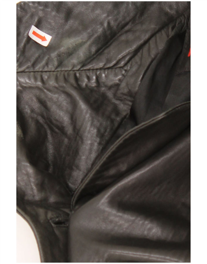 MAURITIUS Damska skórzana marynarka zapinana na 3 guziki, UK 18 XL, czarna skóra