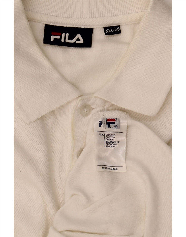 FILA Mens Polo Shirt IT 56 2XL White Cotton Vintage Fila and Second-Hand Fila from Messina Hembry 