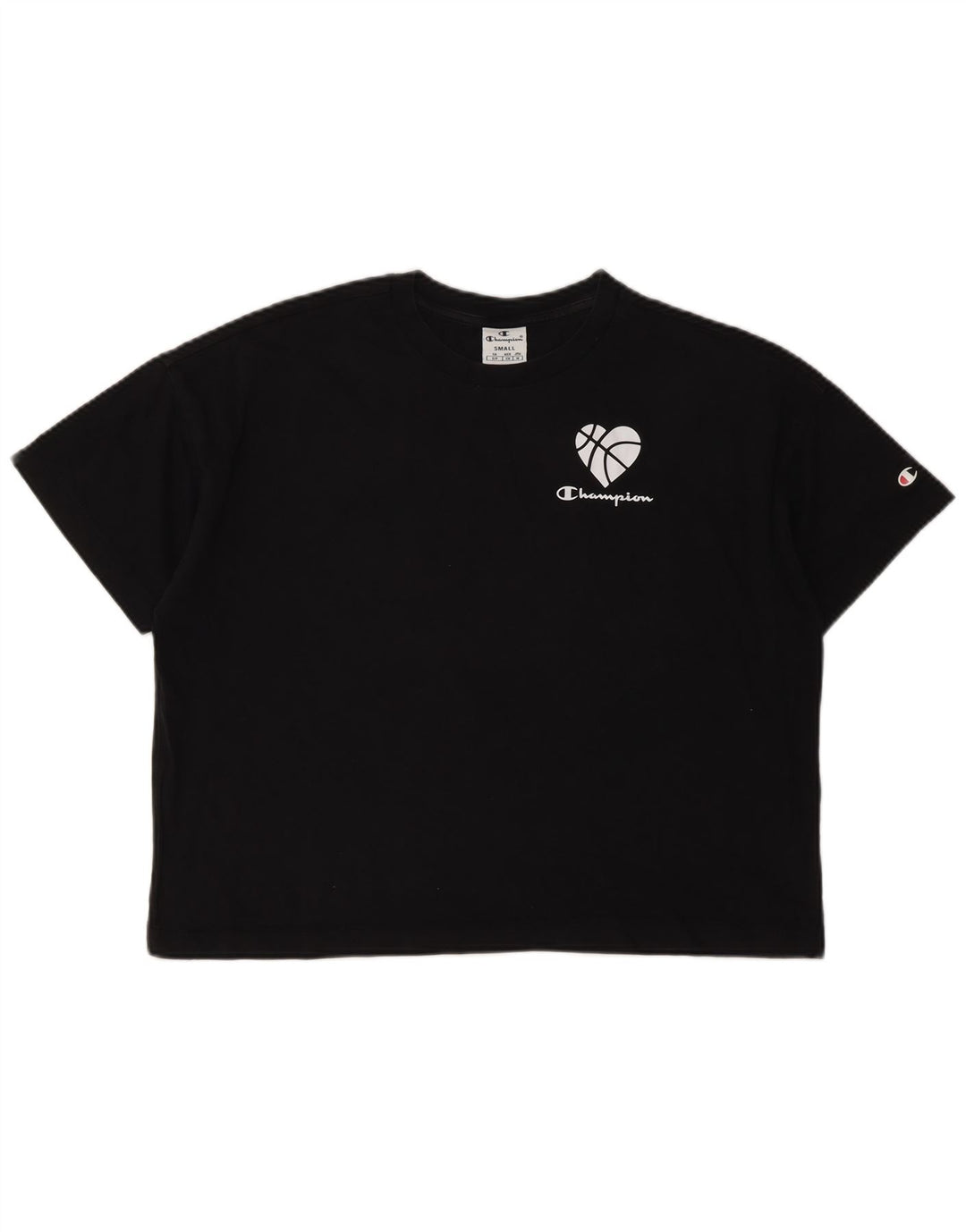 Damska koszulka CHAMPION Crop Oversize z grafiką Top UK 10 Small Black