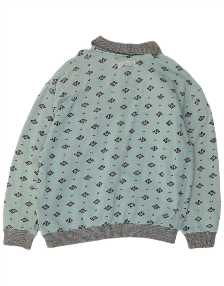 Męska bluza polo w stylu vintage, sweter, średnia niebieska, geometryczna bawełna