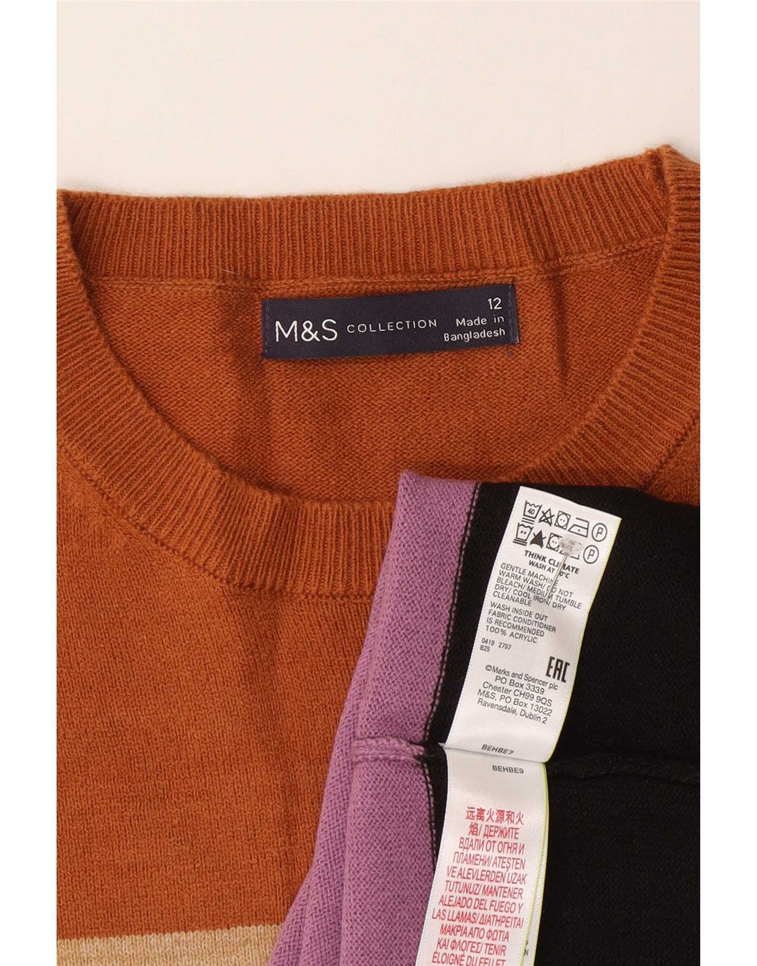 Sweter damski Marks & Spencer z okrągłym dekoltem, UK 12, średni, wielokolorowy