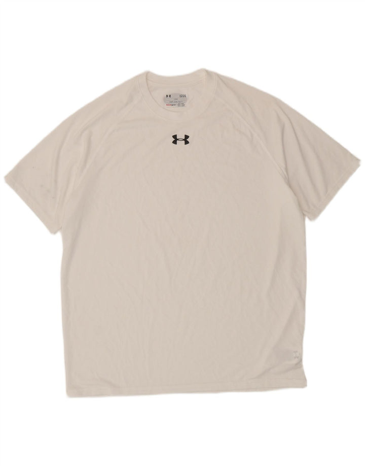 Męski T-shirt UNDER ARMOUR Heat Gear, duży, biały, poliestrowy