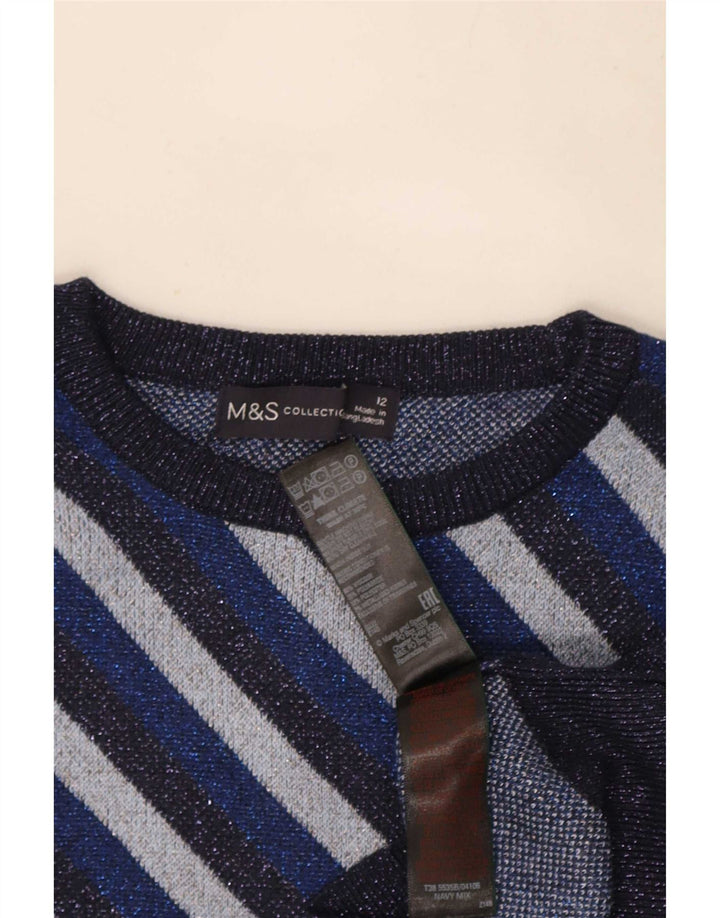 Marks & Spencer Damski sweter z dekoltem w łódkę, UK 12, średni granatowy