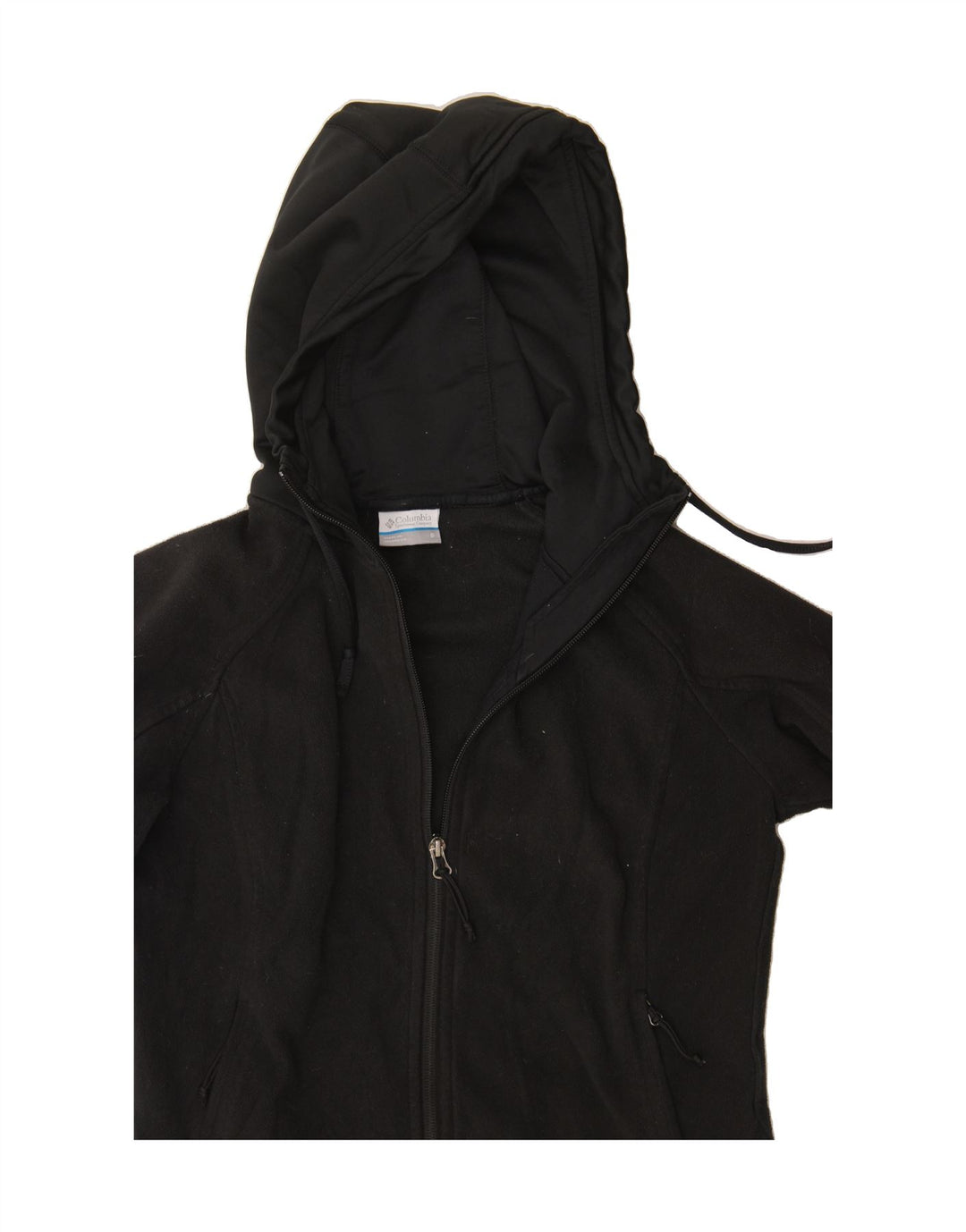 COLUMBIA Womens Hooded Fleece Jacket UK 10 Small Black Polyester Vintage Columbia and Second-Hand Columbia from Messina Hembry 