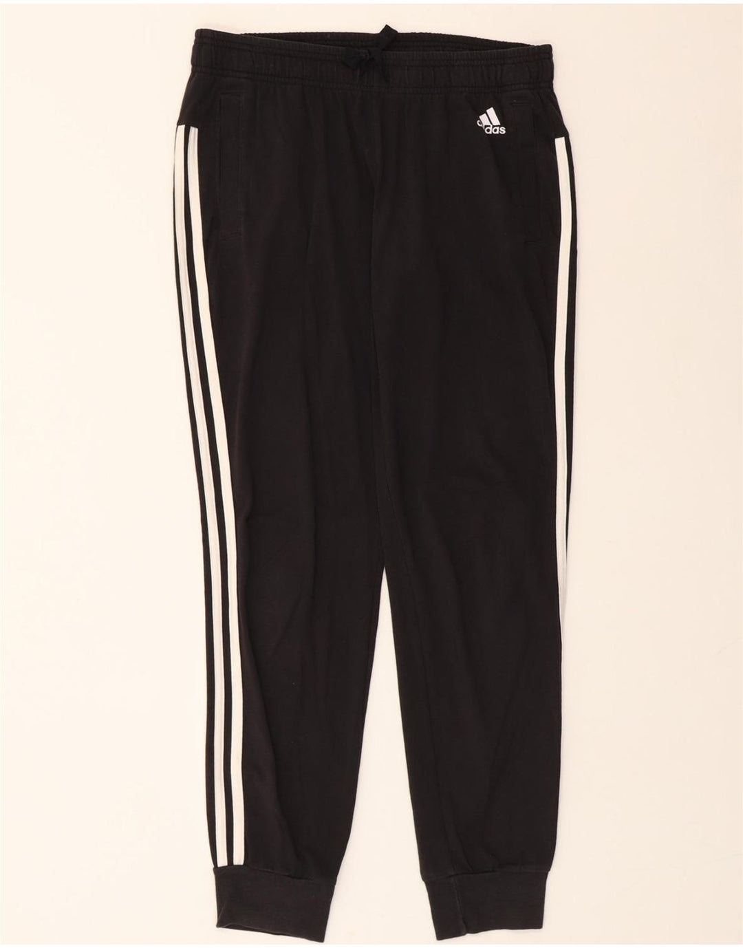 ADIDAS Womens Tracksuit Trousers Joggers UK 12/14 Medium  Black Polyester Vintage Adidas and Second-Hand Adidas from Messina Hembry 