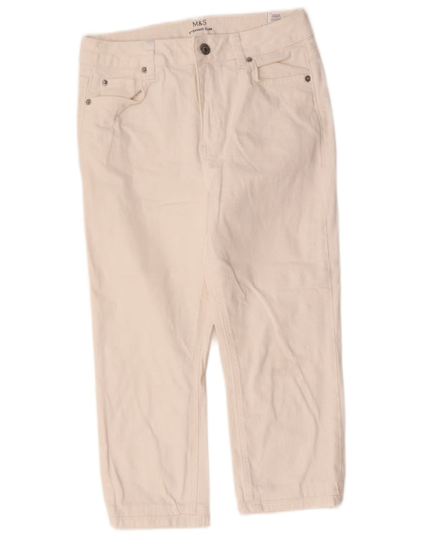 Marks & Spencer Damskie Crop Slim Jeans UK 10 Small W28 L20 Biała bawełna