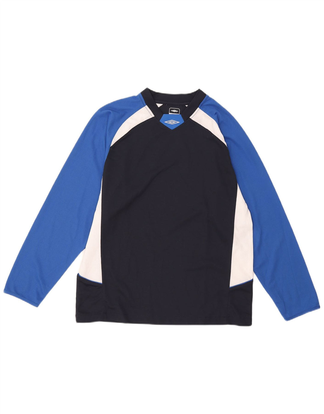 Męski top Umbro z długim rękawem, średni granatowy, poliester w blokach kolorów