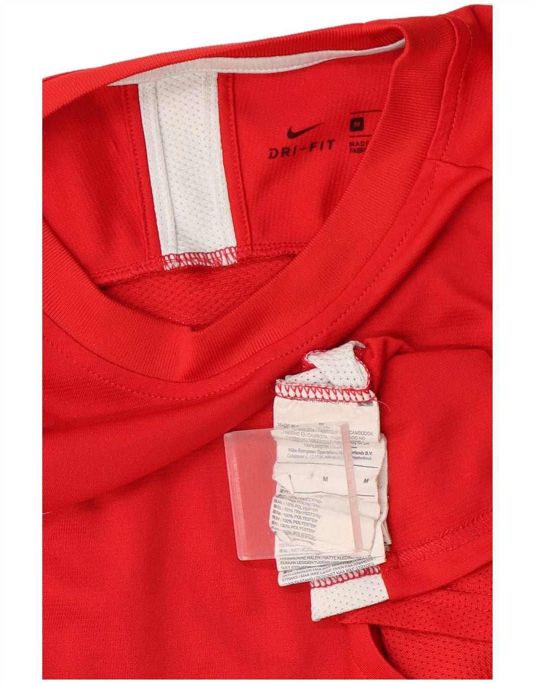 Męska koszulka Nike Dri Fit, poliestrowa koszulka w kolorze średniej czerwieni