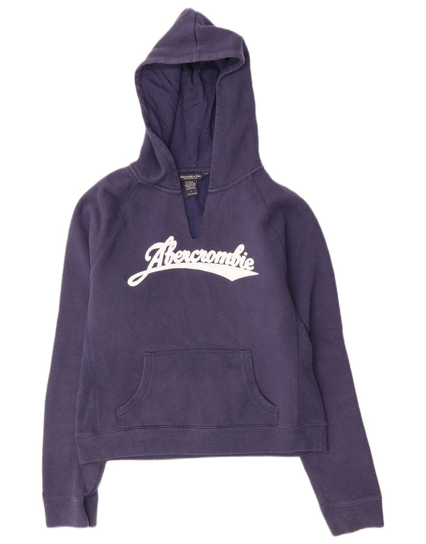 Damski sweter z kapturem i grafiką Abercrombie & Fitch, UK 16, duży, granatowy