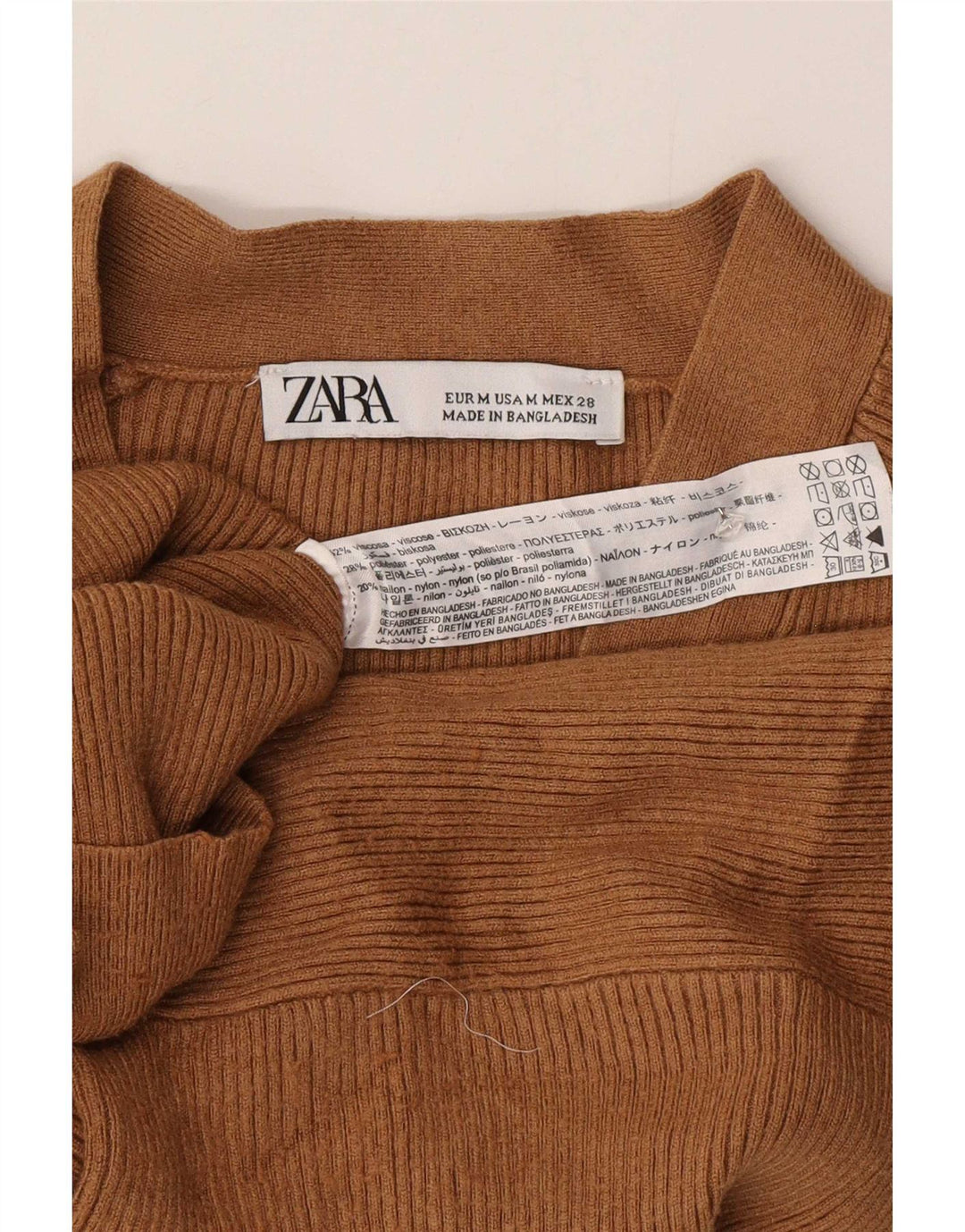 Sweter damski Zara Crop Cardigan UK 14 Średni brązowy wiskoza