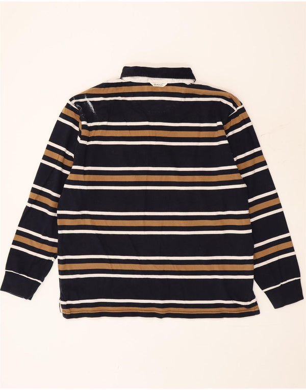 Męska koszulka polo do rugby Gant z długim rękawem, 2XL, bawełniana w granatowe paski