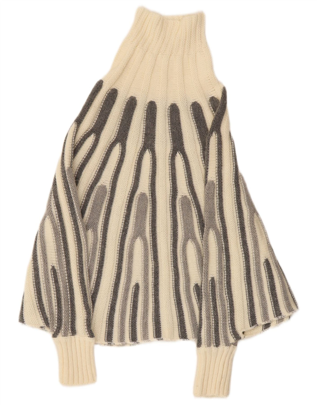 Damski sweter poncho VINTAGE UK 12 w średnie białe paski