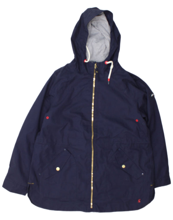 Damska kurtka przeciwdeszczowa z kapturem Joules UK 14, duża, granatowa, bawełniana