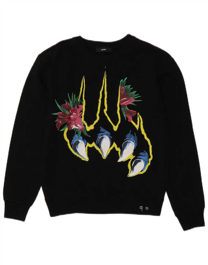 Damska bluza z grafiką DIESEL UK 10, mała, czarna, bawełniana