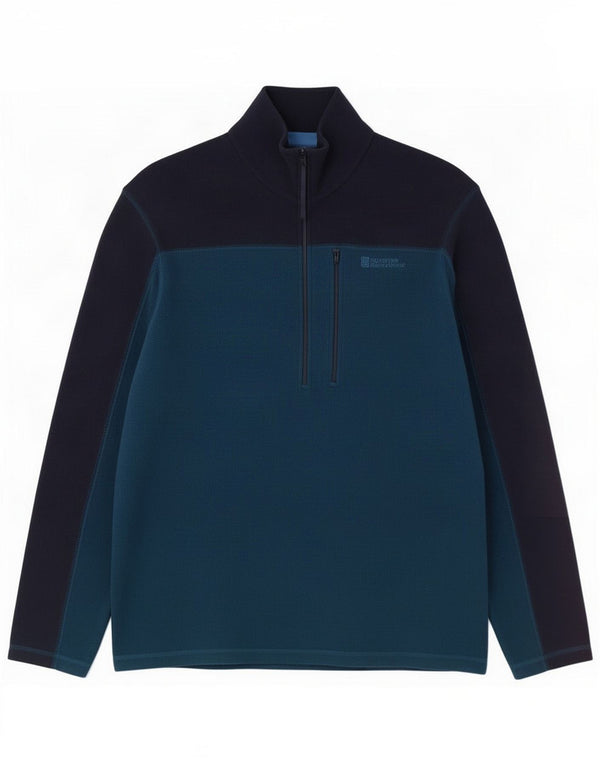 Mountain Warehouse Mens Zip Neck Fleece Jumper Large Navy Blue Colourblock