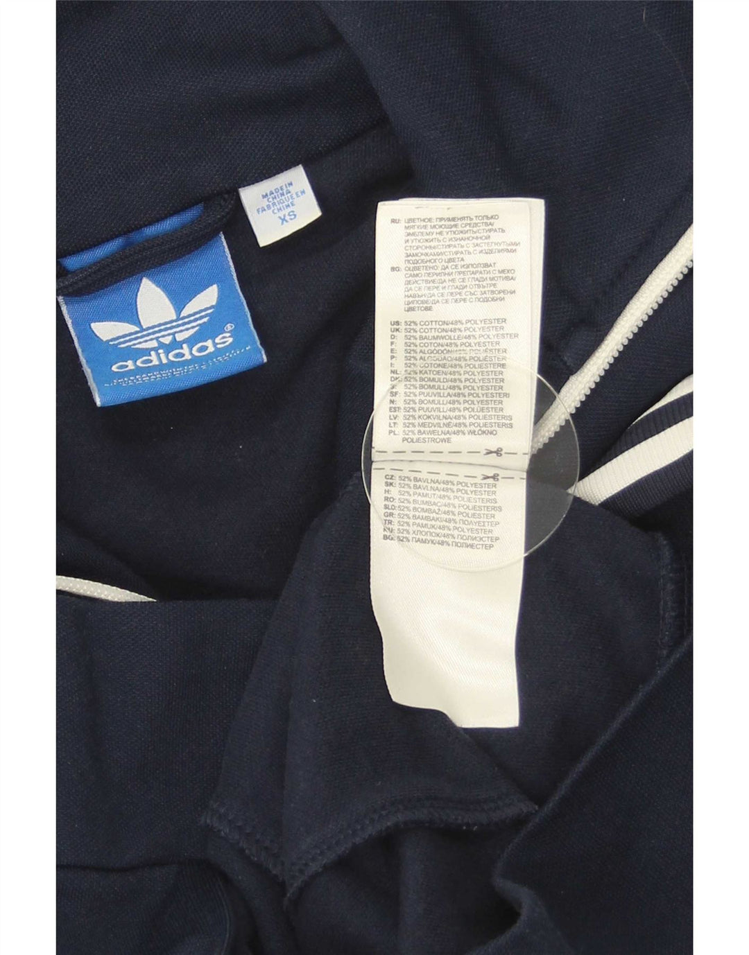 Adidas Męska Dresowa Kurtka Top XS Granatowa Bawełna