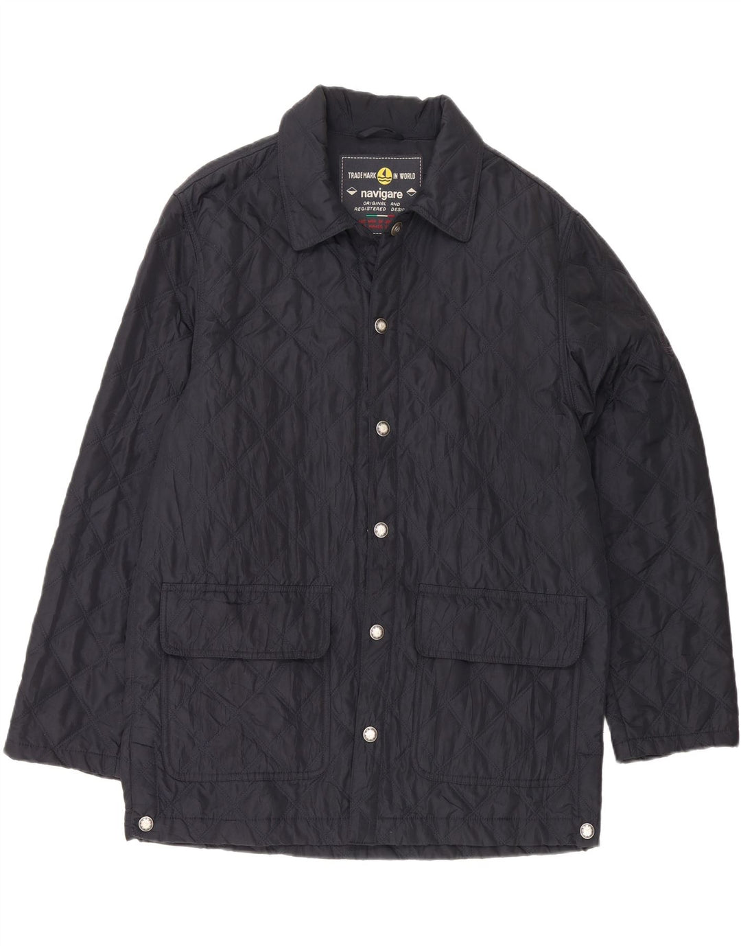 NAVIGARE Mens Quilted Jacket UK 38 Medium Navy Blue Vintage Navigare and Second-Hand Navigare from Messina Hembry 