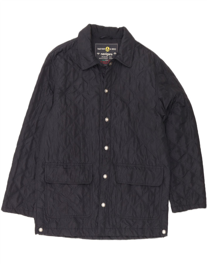 NAVIGARE Mens Quilted Jacket UK 38 Medium Navy Blue Vintage Navigare and Second-Hand Navigare from Messina Hembry 