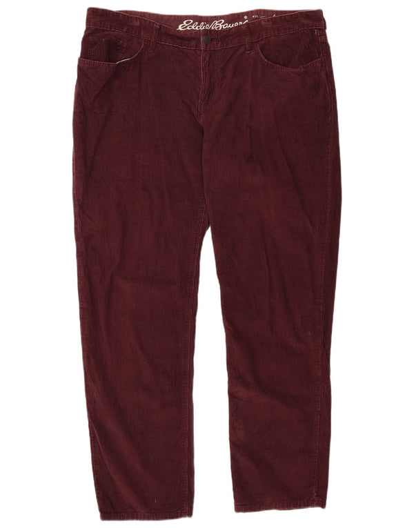 Spodnie sztruksowe EDDIE BAUER Boyfriend US 18 2XL W38 L31 Burgundowe