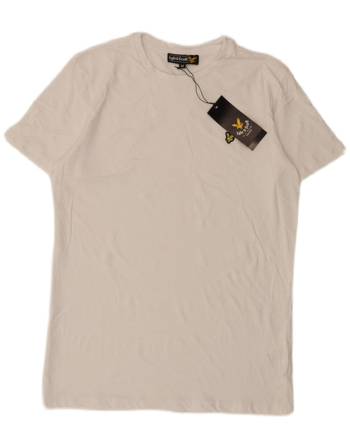 Lyle & Scott Męski T-shirt Top, średni, biały, bawełniany
