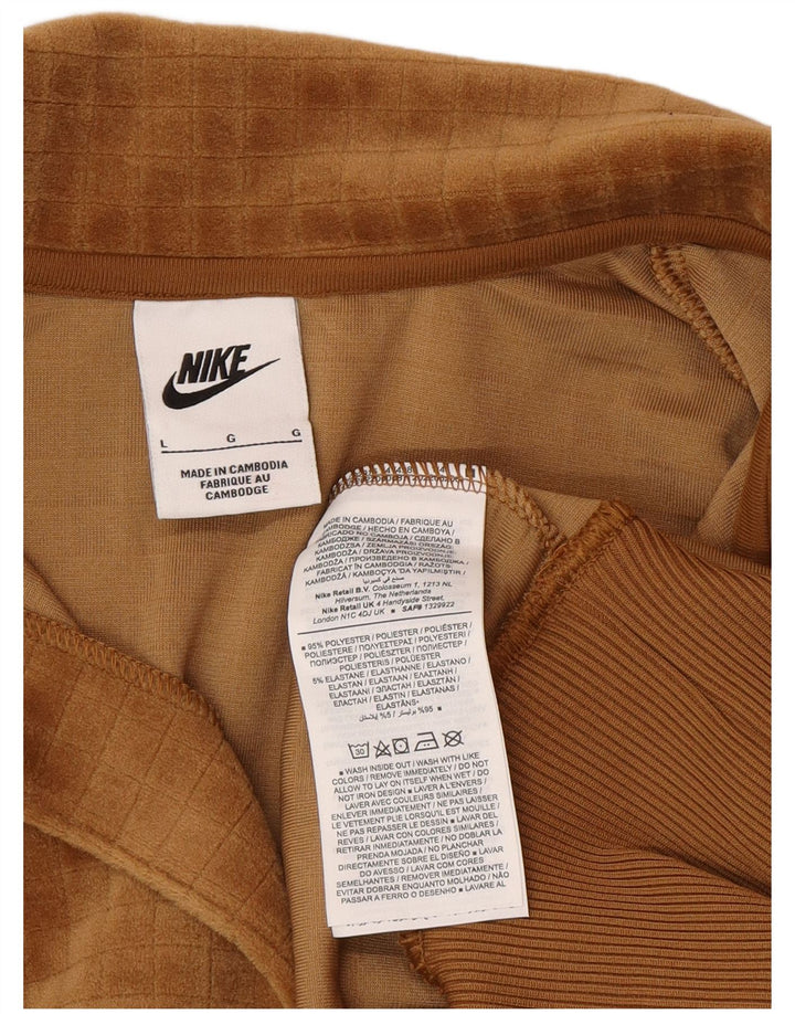 Damski sweter oversize welurowy Nike UK 16, duży, brązowy poliester