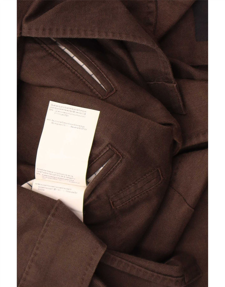 Męska marynarka zapinana na 2 guziki Hugo Boss EU 52 XL, brązowa lniana