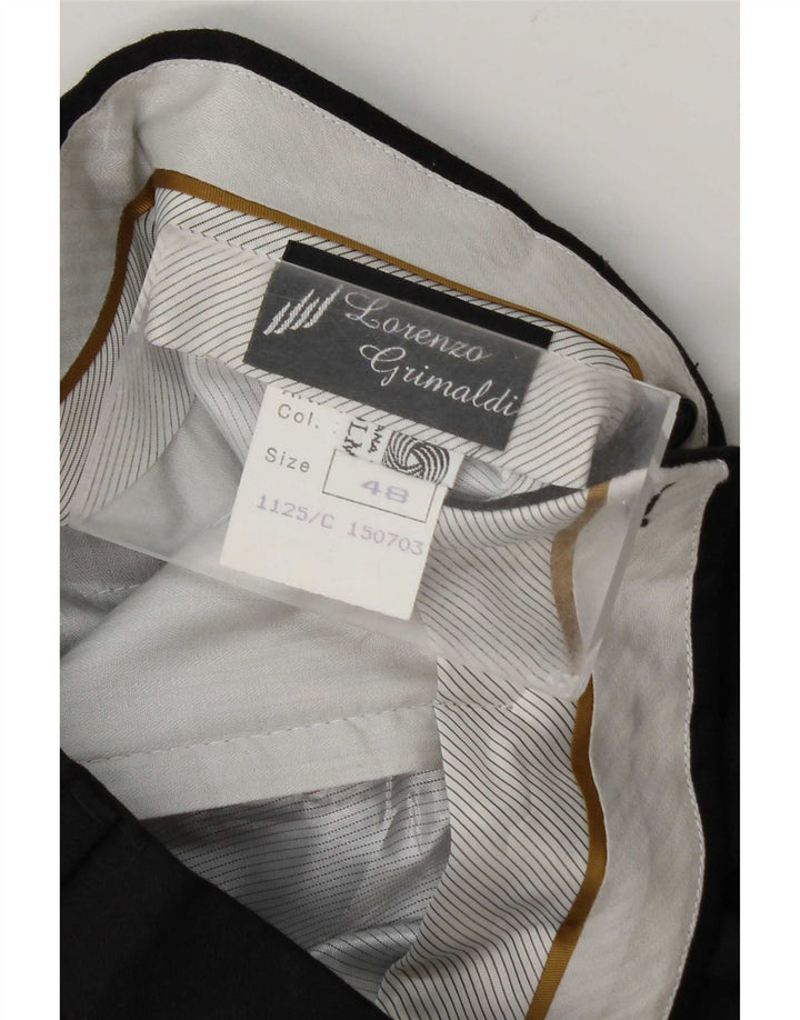 Męskie spodnie garniturowe w stylu vintage IT 48 Medium W32 L34 Czarna wełna
