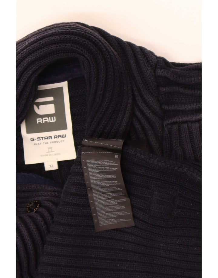 Męski sweter zapinany na guziki G-Star XL, granatowy, bawełniany