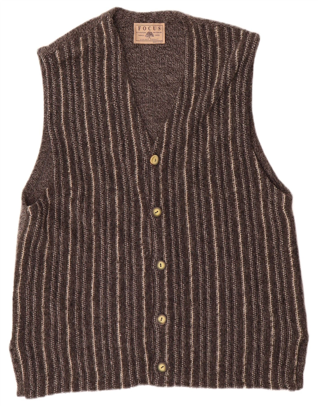Męski sweter bez rękawów w stylu vintage, średnioszary, wełniany w paski