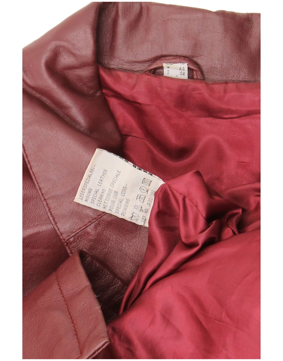Vintage damski płaszcz skórzany IT 48 XL bordowa skóra