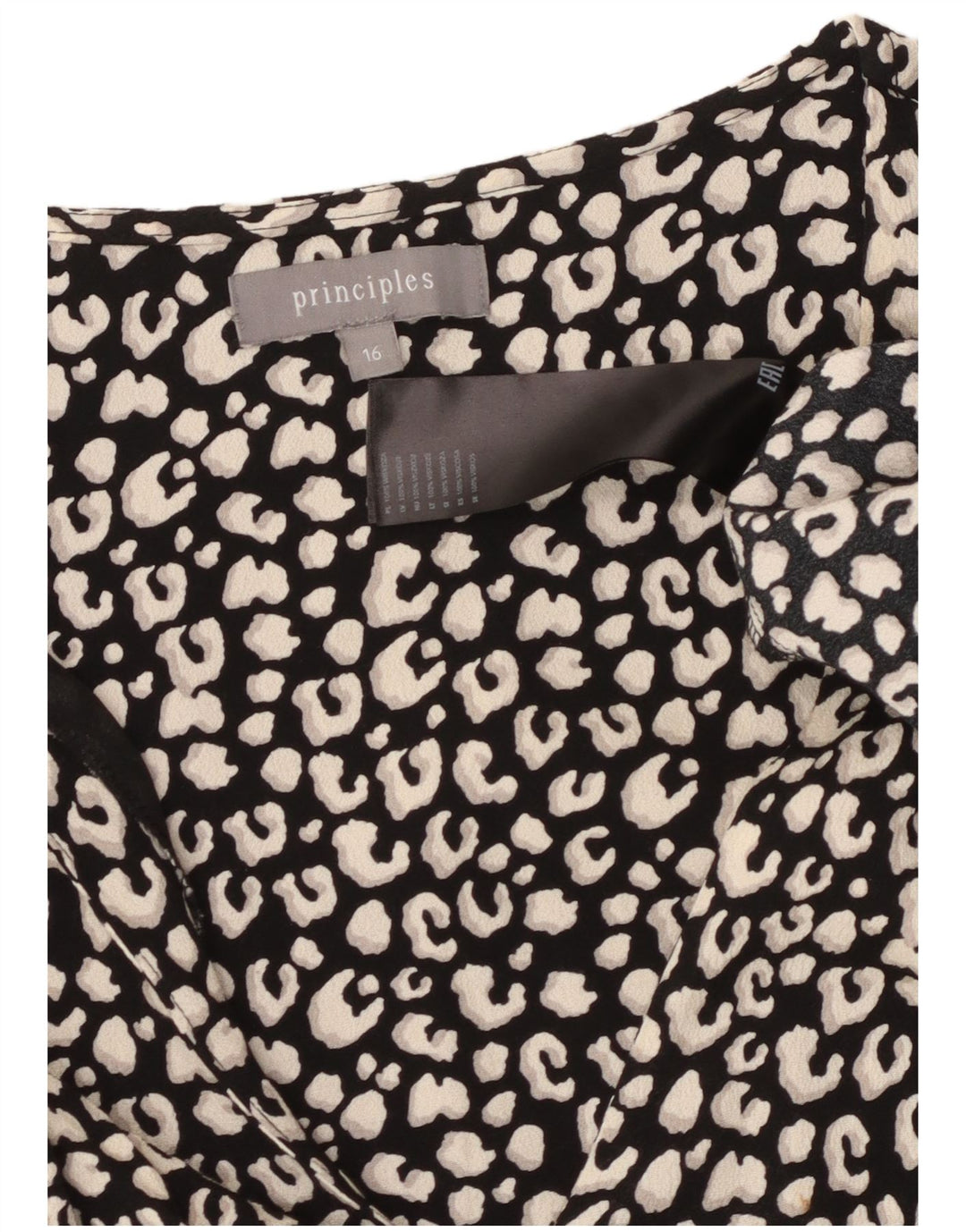 ZASADY Damska wielowarstwowa sukienka z rękawami 3/4 UK 16, duży czarny nadruk zwierzęcy