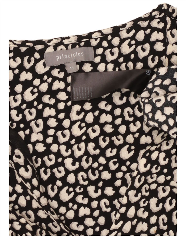 ZASADY Damska wielowarstwowa sukienka z rękawami 3/4 UK 16, duży czarny nadruk zwierzęcy