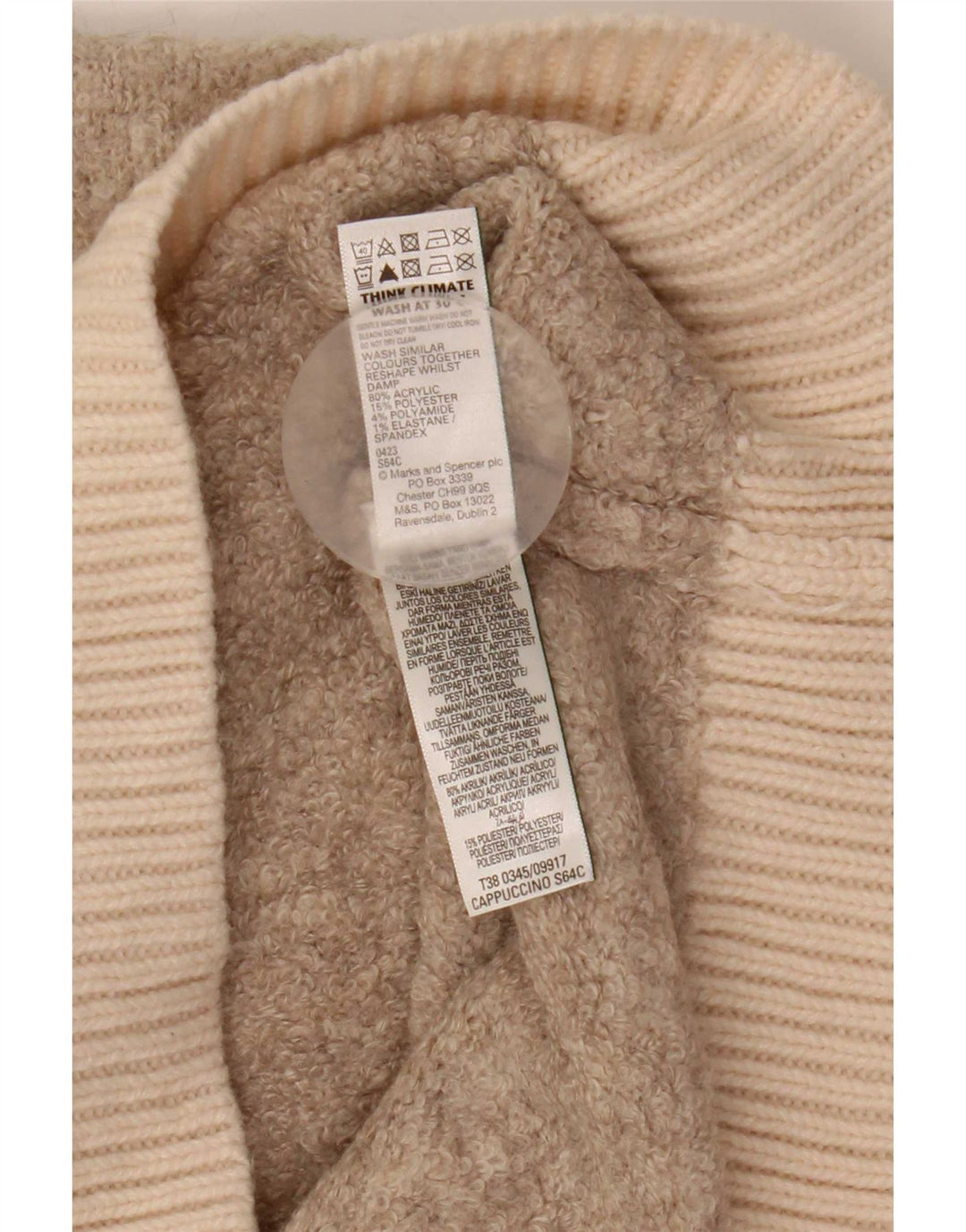 Marks & Spencer Damski sweter z golfem, UK 14, średni beż