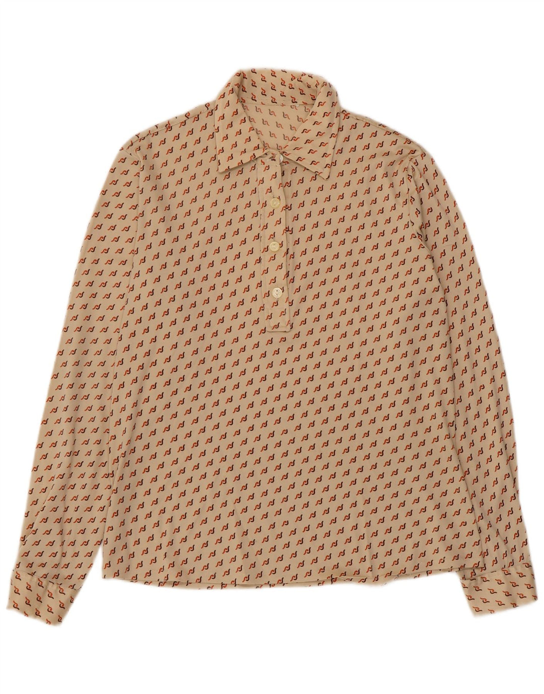 Damska koszula pulowerowa VINTAGE UK 16, duża, beżowa, geometryczna