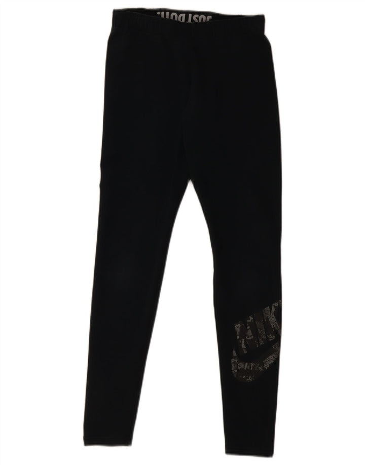 Damskie legginsy Nike Graphic UK 10, małe, czarne, bawełniane