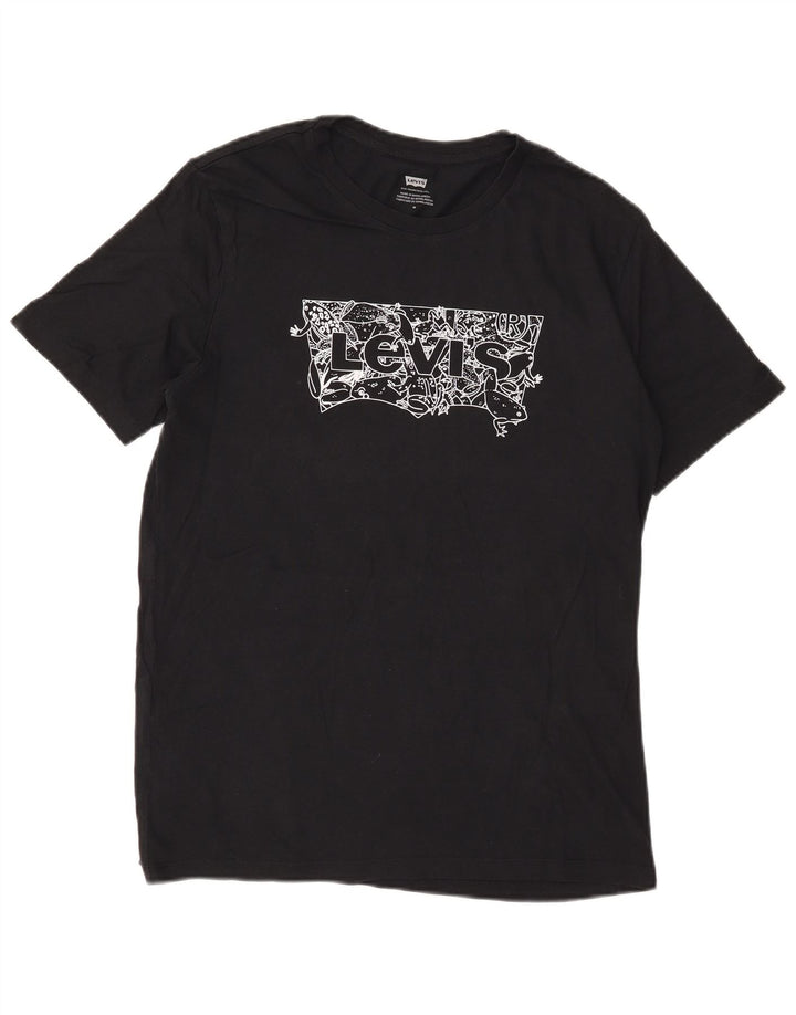 Męska koszulka z grafiką Levi's, średnia czarna bawełniana