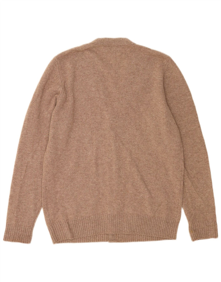 Marks & Spencer Męski sweter kardigan Średni brązowy wełniany