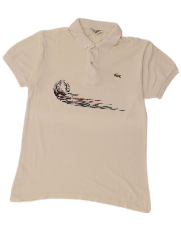 Męska koszulka polo LACOSTE, rozmiar 3, mała, biała, bawełniana
