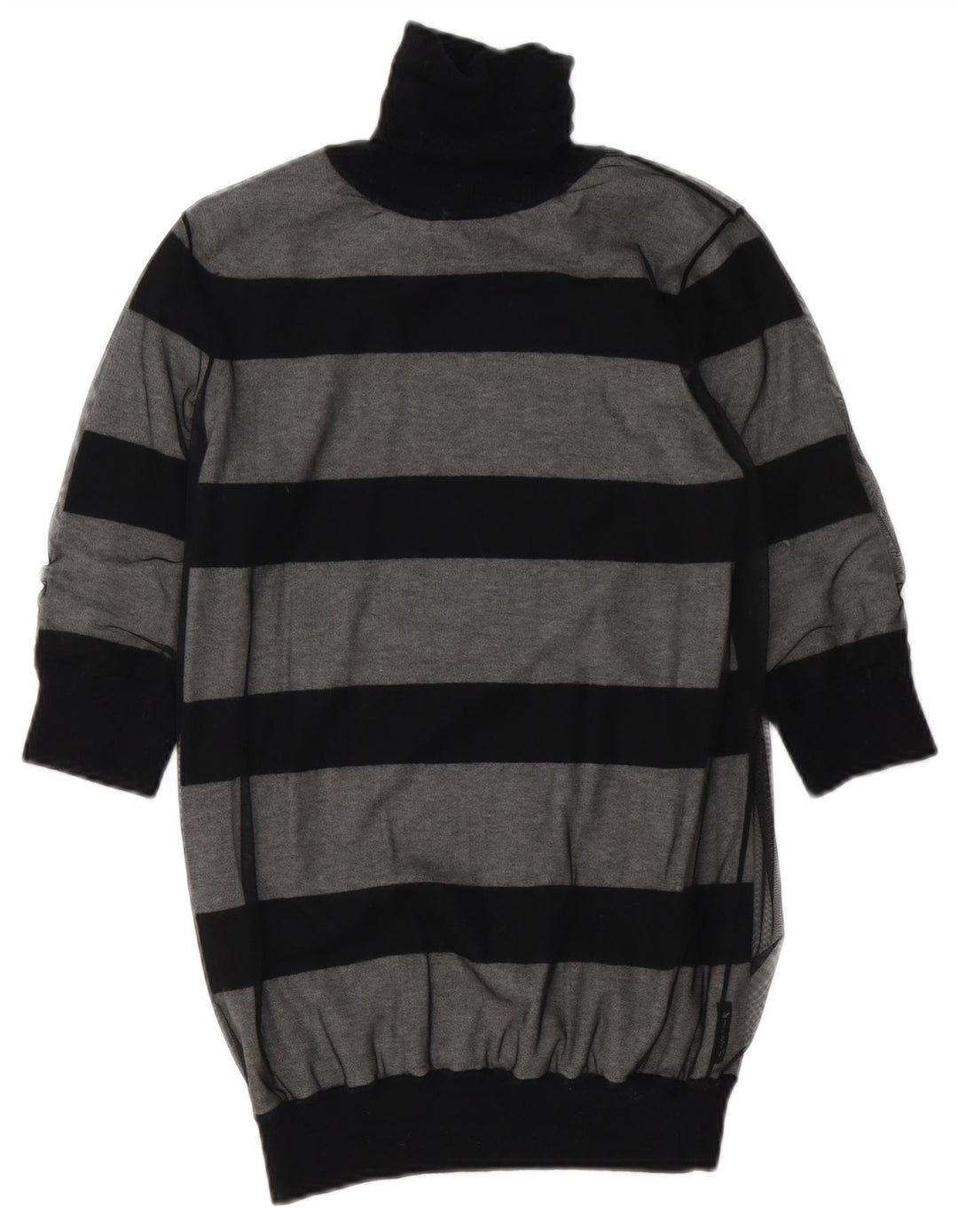 Damski sweter z wywijanym dekoltem Armani Jeans UK 12, średnie szare paski