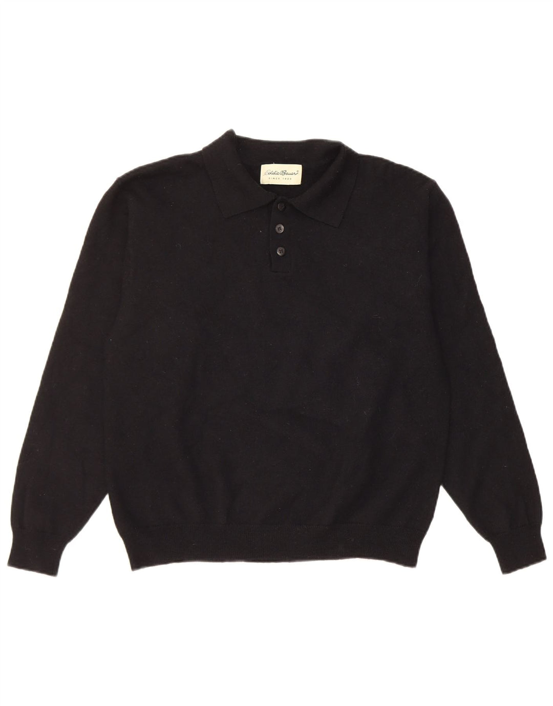 Męski sweter polo Eddie Bauer, średnia czarna wełna