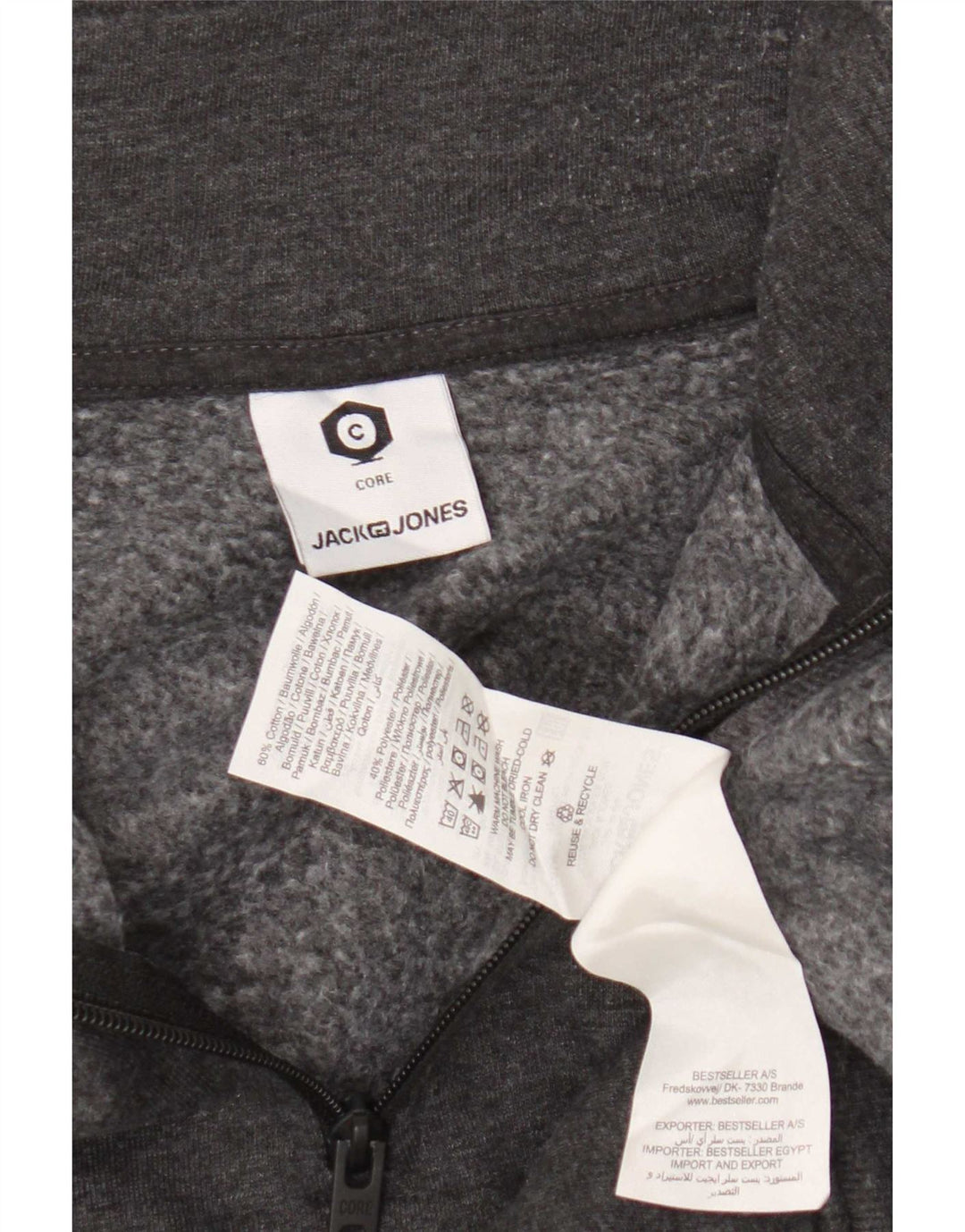 Męski sweter Jack & Jones Core z zamkiem błyskawicznym i średnioszarym kolorem