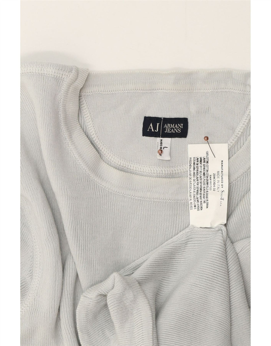 Armani Jeans Męski top z długim rękawem, duży, szary, bawełniany