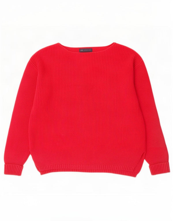 Marks & Spencer Damski sweter z dekoltem w łódkę, UK 14, średni czerwony, bawełniany