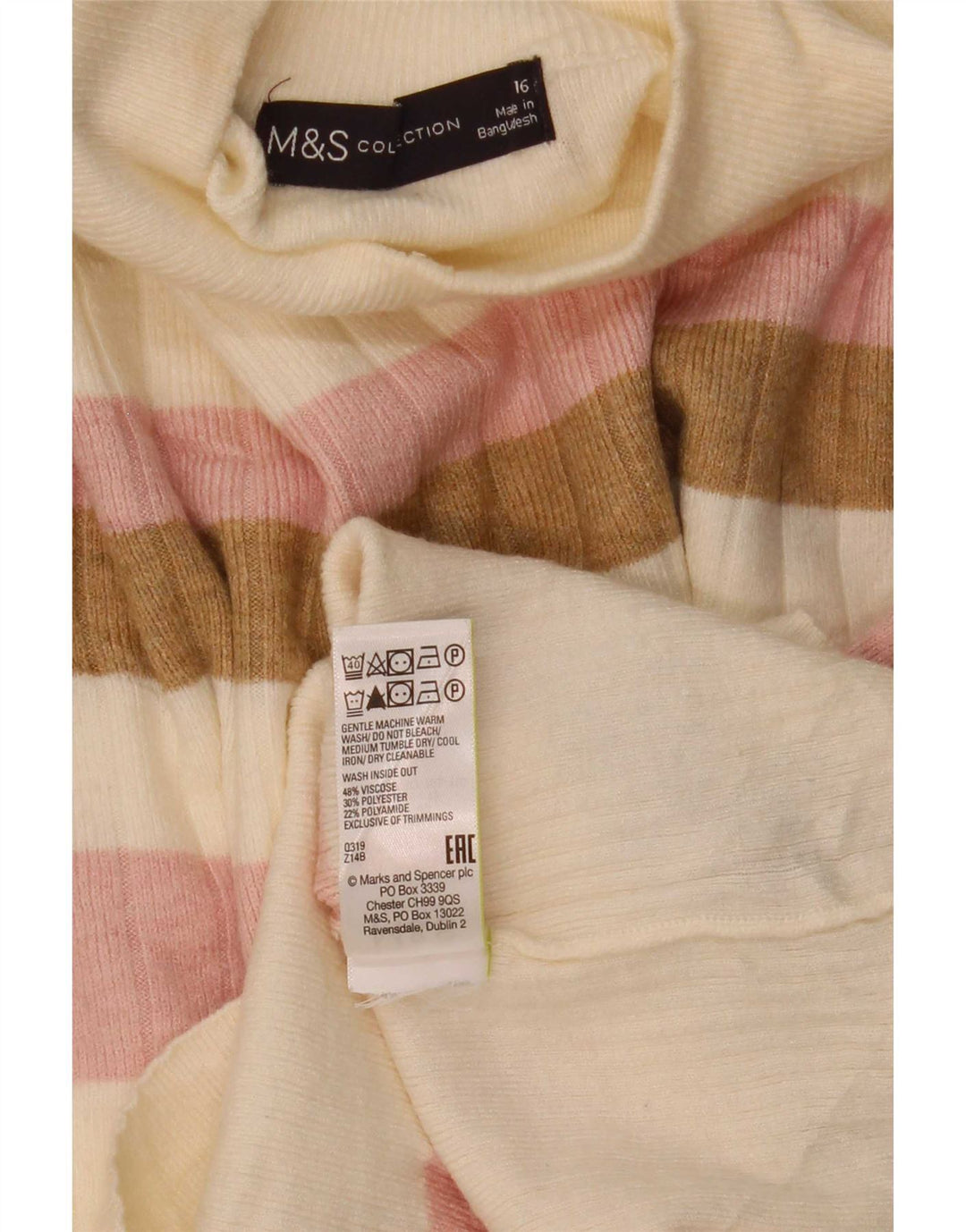 Marks & Spencer Damski sweter z golfem, UK 16, duży, wielokolorowy