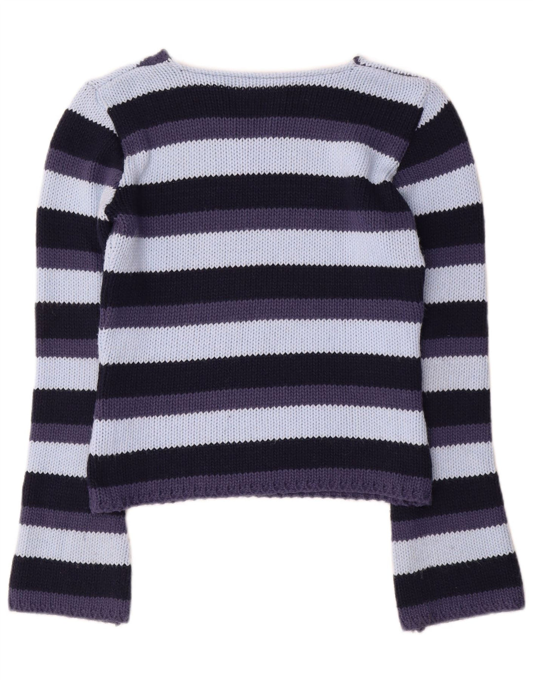Sweter damski w stylu vintage z dekoltem w kształcie litery V, UK 12, średnie, wielokolorowe paski