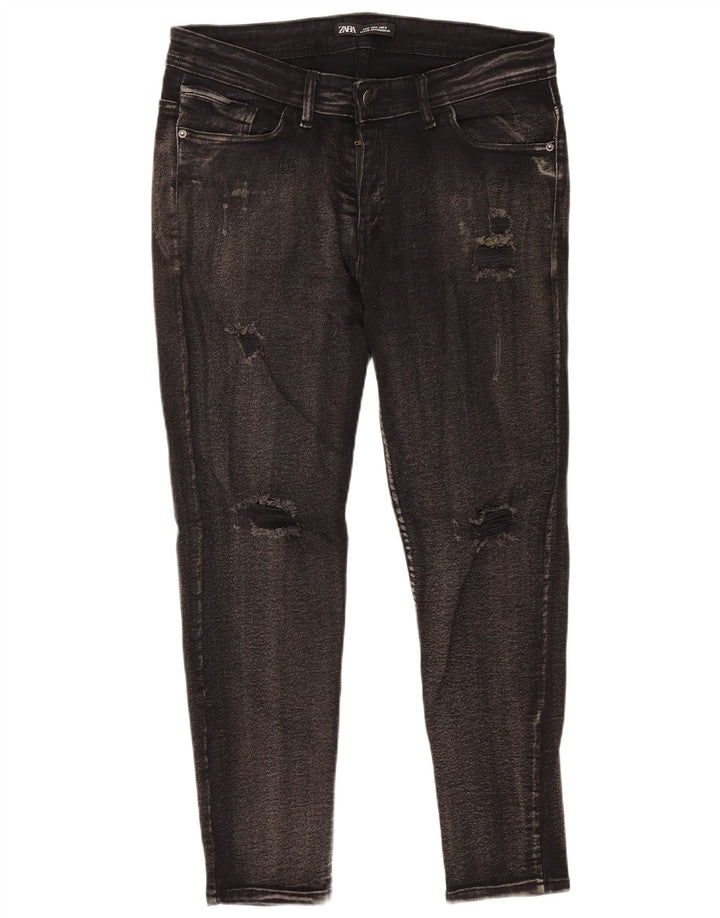 Męskie dżinsy rurki Zara w trudnej sytuacji W36 L25, czarne, bawełniane